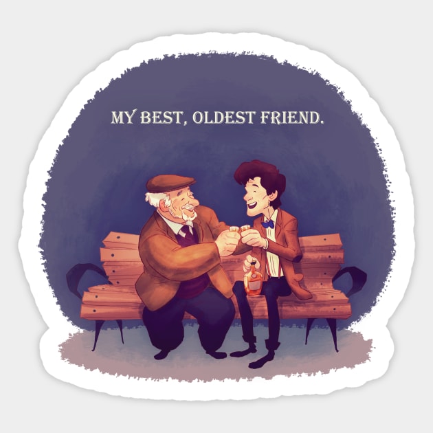 Eleventh Doctor and Brigadier Sticker by tumblebuggie